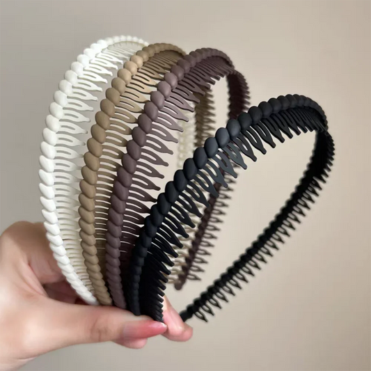 2-Pack Non-Slip Tooth Headbands – Simple Solid Hairbands for Women, Men & Girls | Wash Face & Sport Use