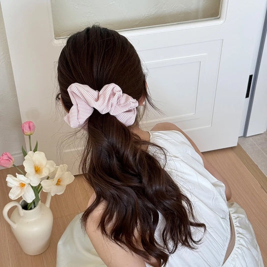 Korean Plaid Scrunchie Hair Band – Retro British College-Style Ballet Ponytail Tie