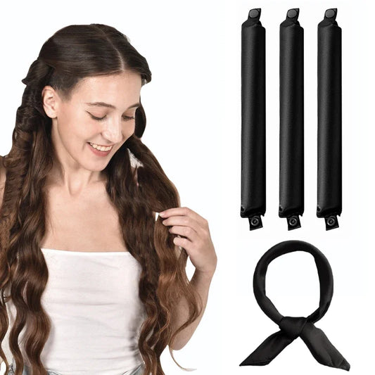 Heatless Curling Rod Set with Silk Scarf – Satin No-Heat Overnight Hair Curls