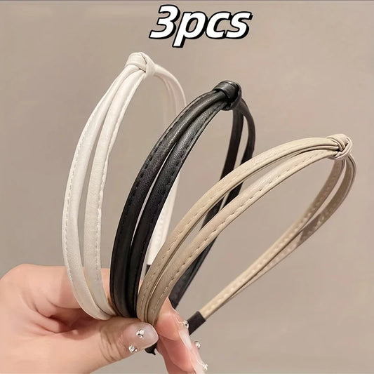 Simplicity Leather Narrow Edge Headband – Elegant Minimal Hair Band for Women