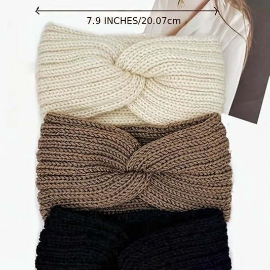 Knitted Winter Headband with Ear Protection – Warm Twist Hairband for Women