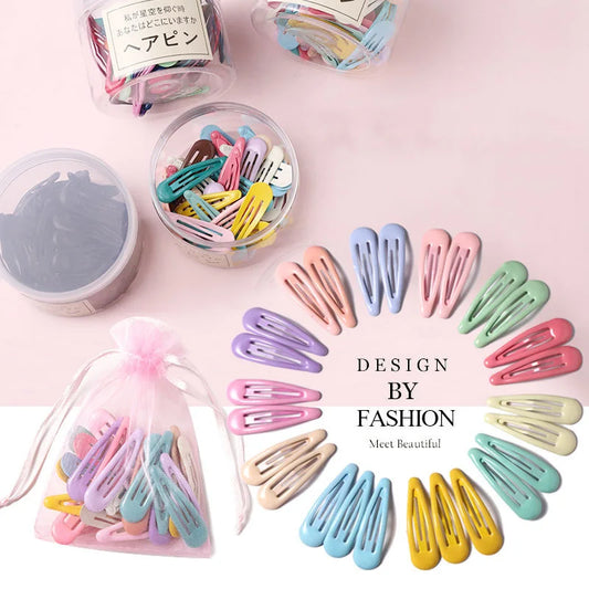Colorful Waterdrop Hair Clips for Girls – Cute Snap Hairpins Set (10/20/30/40 Pcs)
