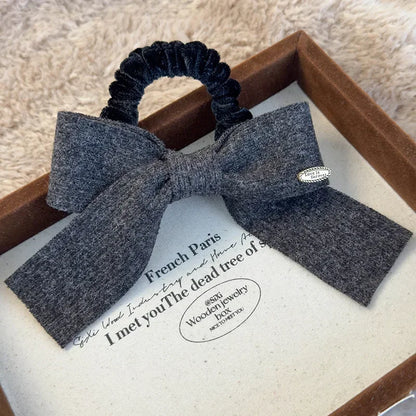 Retro Knitted Bow Hair Scrunchies – Soft Elastic Ponytail Hair Ties for Women & Girls