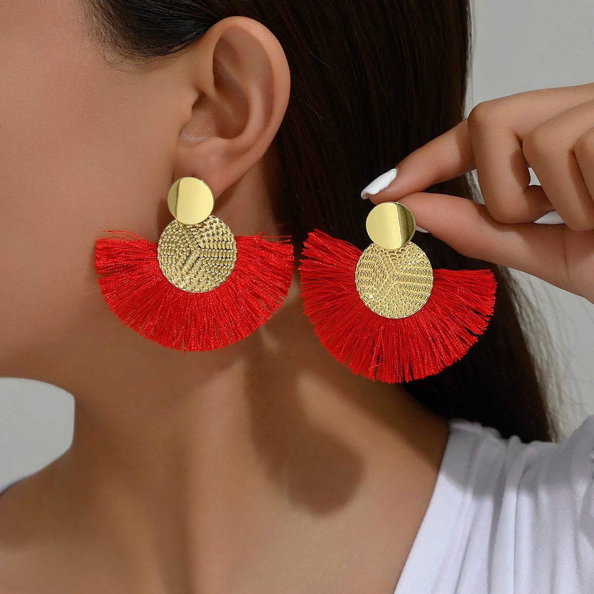 Bohemian Big Tassel Dangle Earrings