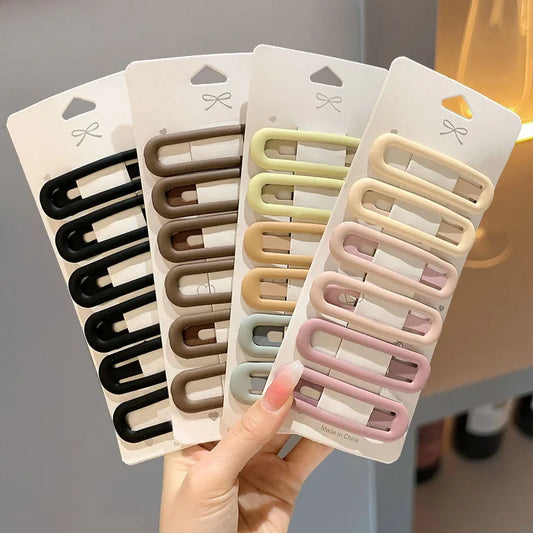 6pcs Morandi Color BB Hair Clips – Minimalist Matte Snap Hairpins for Women, Girls & Kids
