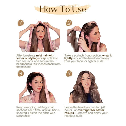 No-Heat Satin Curling Rod Headband – Heatless Hair Curlers with Sleeping Bonnet