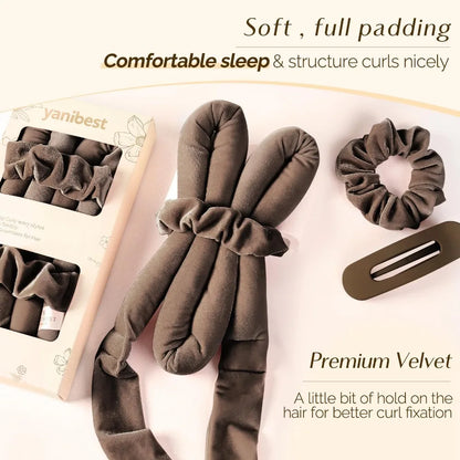 No-Heat Satin Curling Rod Headband – Heatless Hair Curlers with Sleeping Bonnet