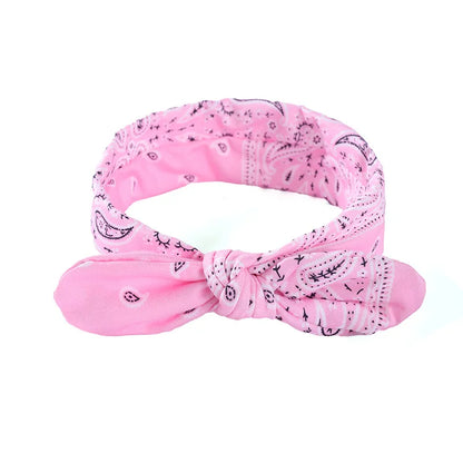 Paisley Knot Elastic Headband with Wire – Vintage Rabbit Ear Hairband for Women & Girls
