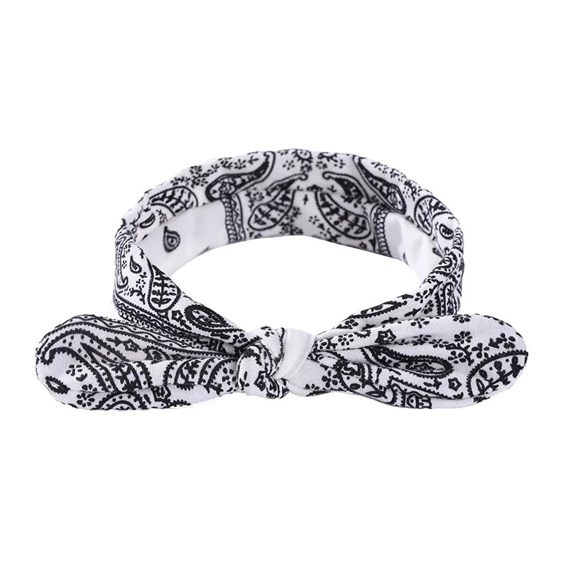 Paisley Knot Elastic Headband with Wire – Vintage Rabbit Ear Hairband for Women & Girls