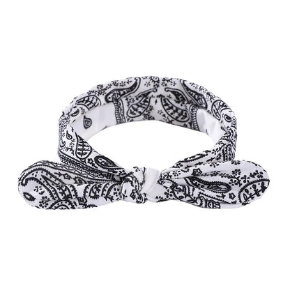 Paisley Knot Elastic Headband with Wire – Vintage Rabbit Ear Hairband for Women & Girls