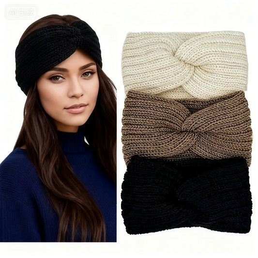 Knitted Winter Headband with Ear Protection – Warm Twist Hairband for Women