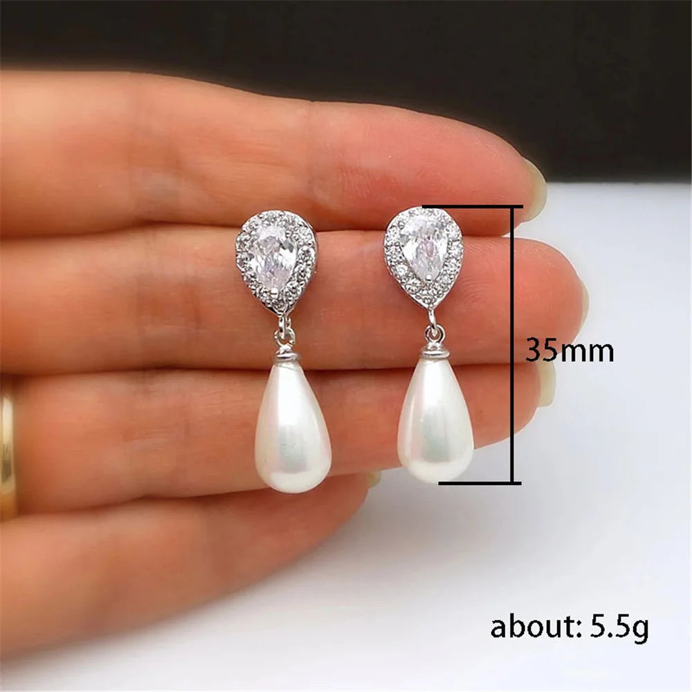White Crystal Drop Earring
