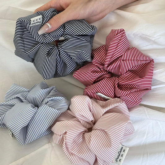 Korean Plaid Scrunchie Hair Band – Retro British College-Style Ballet Ponytail Tie