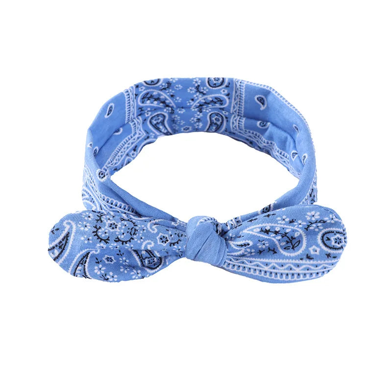 Paisley Knot Elastic Headband with Wire – Vintage Rabbit Ear Hairband for Women & Girls
