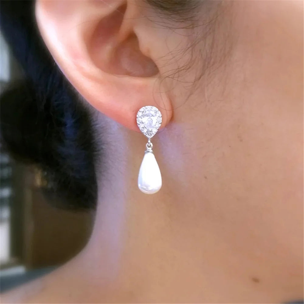 White Crystal Drop Earring