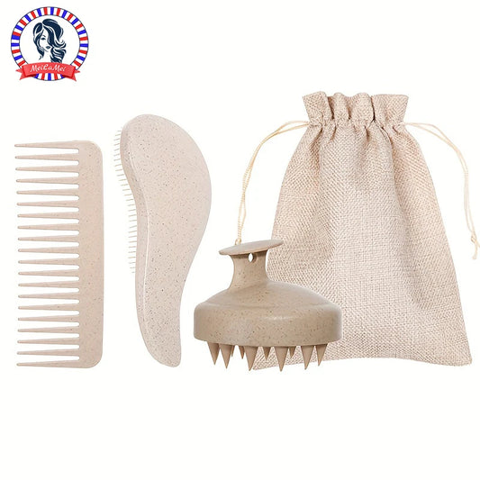 Scalp Massage & Detangling Hair Care Set – Anti-Breakage Brush, Comb & Massager