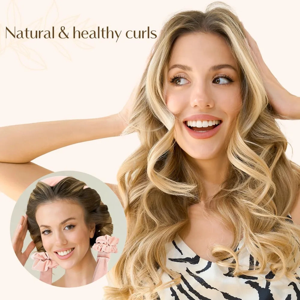 No-Heat Satin Curling Rod Headband – Heatless Hair Curlers with Sleeping Bonnet