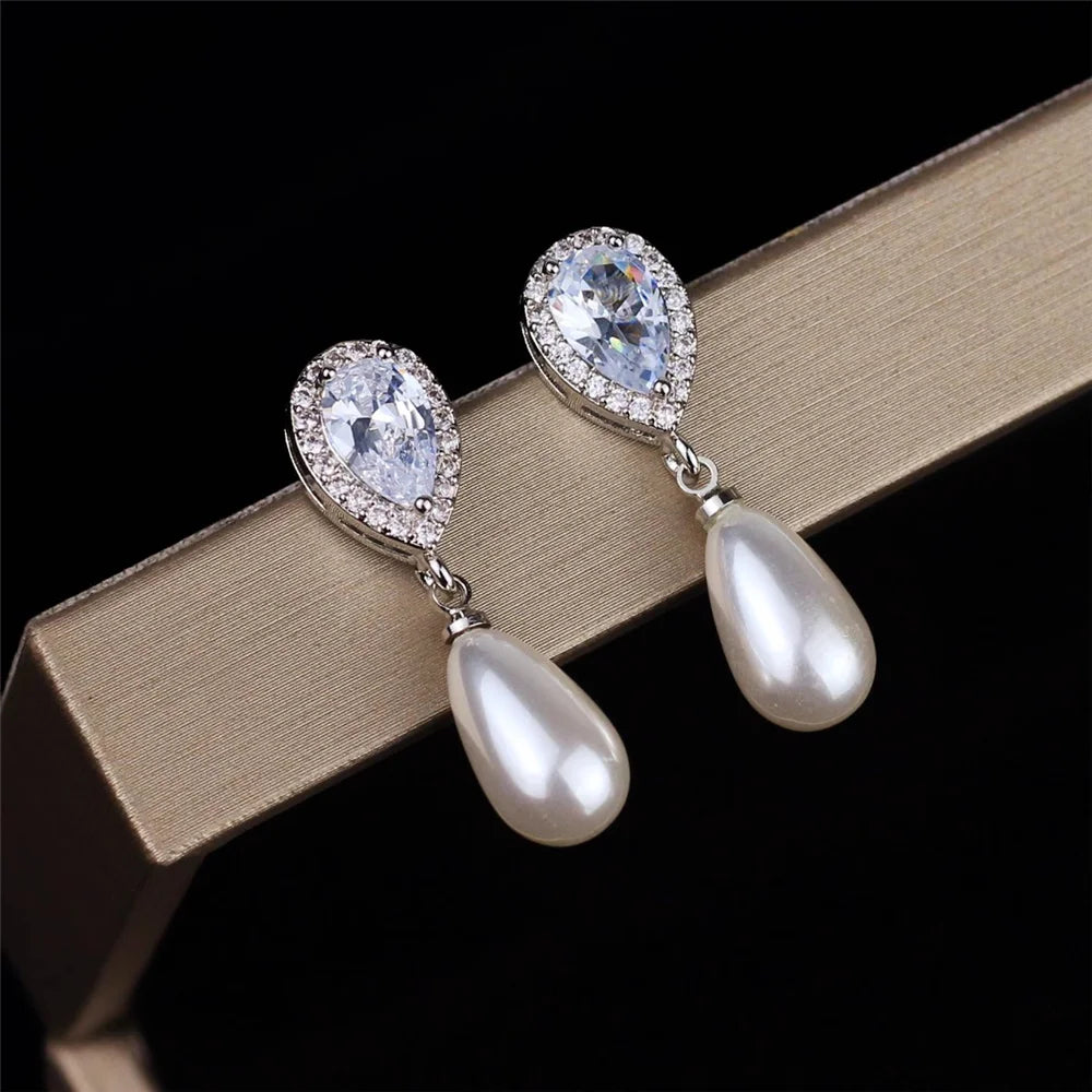 White Crystal Drop Earring