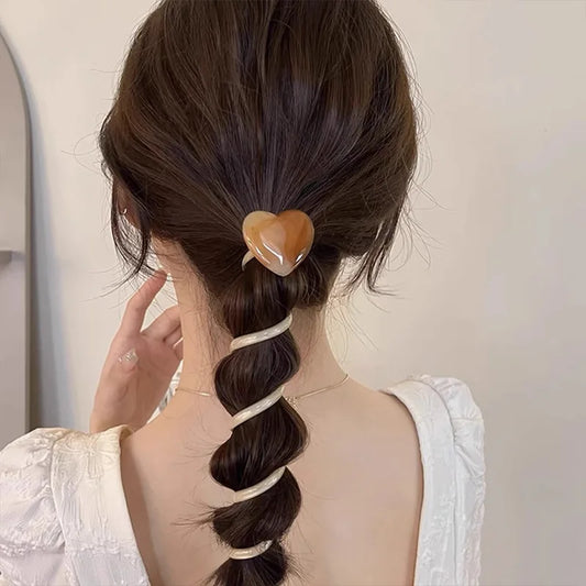 Vintage Heart Ball Elastic Hair Tie – Minimalist Ponytail Holder for Women & Girls