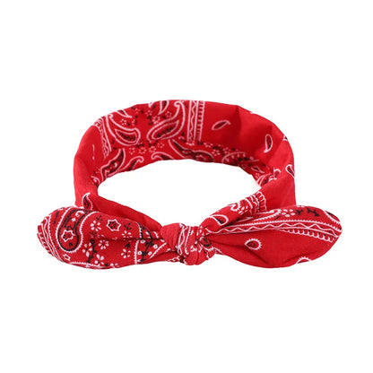 Paisley Knot Elastic Headband with Wire – Vintage Rabbit Ear Hairband for Women & Girls