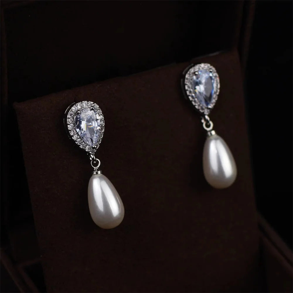 White Crystal Drop Earring