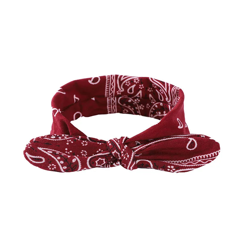Paisley Knot Elastic Headband with Wire – Vintage Rabbit Ear Hairband for Women & Girls