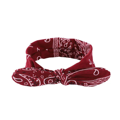 Paisley Knot Elastic Headband with Wire – Vintage Rabbit Ear Hairband for Women & Girls